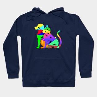 Colorful cute small puppies and kittens Hoodie